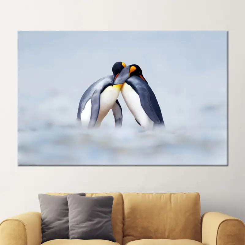 Modern Penguen Sevgilisine Hediye: Trendy Sevimli Penguen Baskılı Kanvas