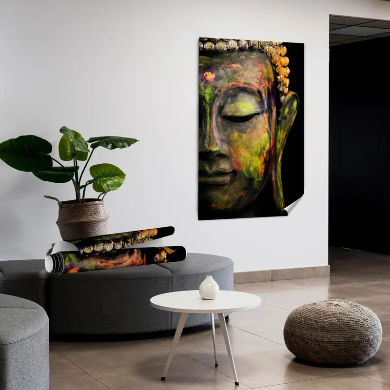 Trendy Renkli Buda Zen Hindu Baskılı Tuval Sanatı