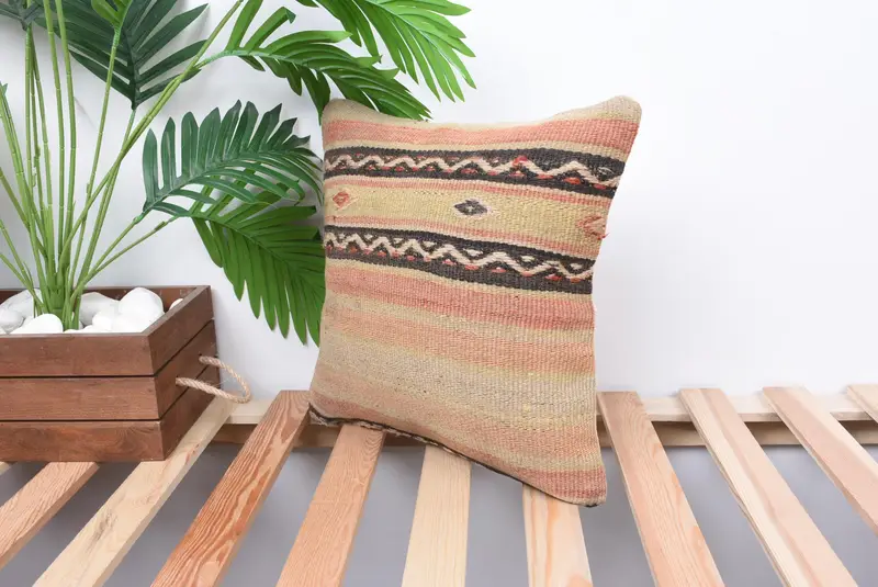 Toss Pillow Sham, Cushion Case, Traditional Pillow, 14x14 Red Pillow, Home Decor Pillow, Throw Kilim Pillow, Couch Cushion, Turkish Kilim Pillow - 5