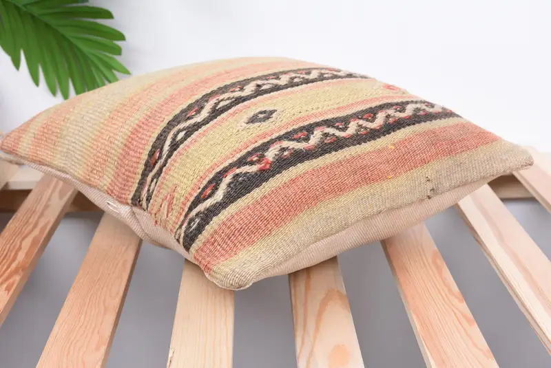 Toss Pillow Sham, Cushion Case, Traditional Pillow, 14x14 Red Pillow, Home Decor Pillow, Throw Kilim Pillow, Couch Cushion, Turkish Kilim Pillow - 6