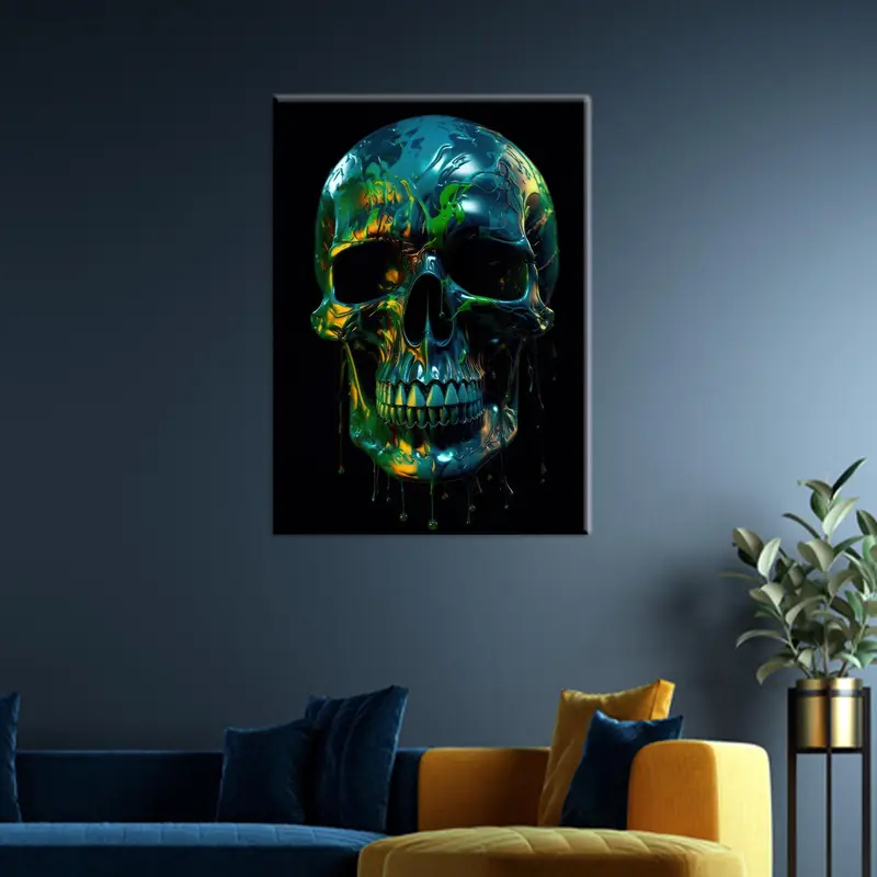 Skull Wall Decor, Abstract Canvas Art, Skeleton Art Decor, Colorful Skull Art, Man Cave Decor, Modern Canvas Art, Gift For Him, Canvas Art - 2