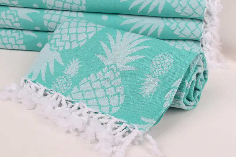 Custom Beach Towel, Yoga Towel, Scarf Towel, Bachelor Bachelorette Party Favors, 70x36 Cotton Pineapple Design Towel, Employee Gifts, Hammam towel - 4