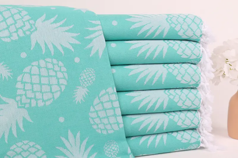 Custom Beach Towel, Yoga Towel, Scarf Towel, Bachelor Bachelorette Party Favors, 70x36 Cotton Pineapple Design Towel, Employee Gifts, Hammam towel - 1
