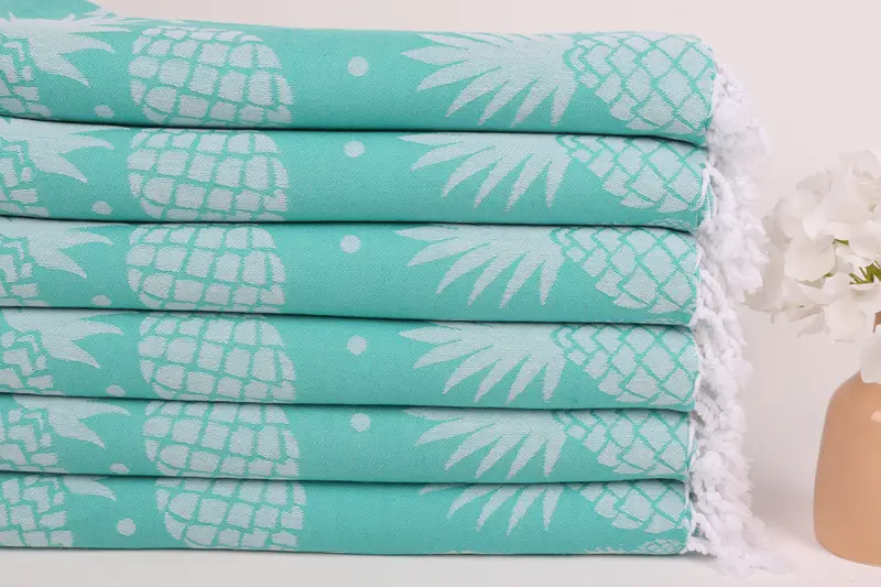 Custom Beach Towel, Yoga Towel, Scarf Towel, Bachelor Bachelorette Party Favors, 70x36 Cotton Pineapple Design Towel, Employee Gifts, Hammam towel - 3