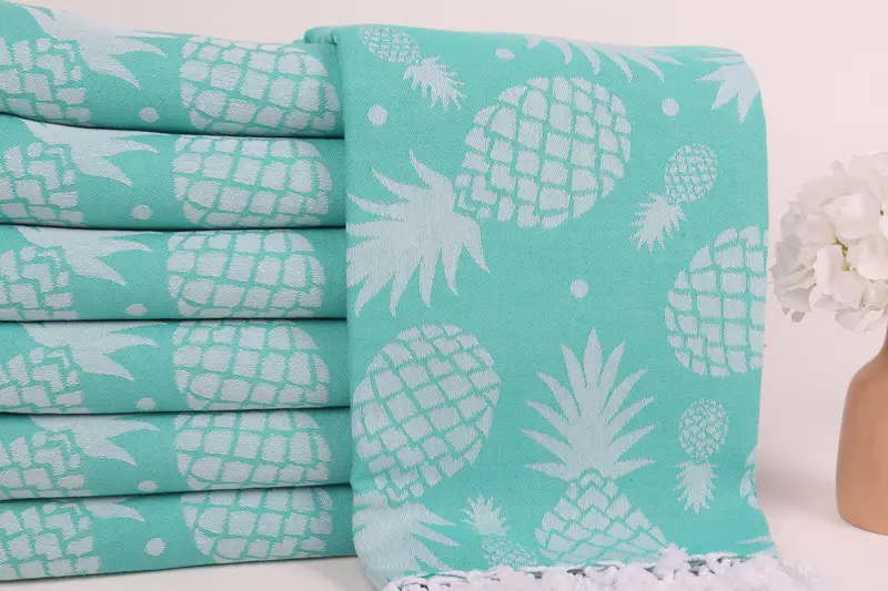Custom Beach Towel, Yoga Towel, Scarf Towel, Bachelor Bachelorette Party Favors, 70x36 Cotton Pineapple Design Towel, Employee Gifts, Hammam towel - 2