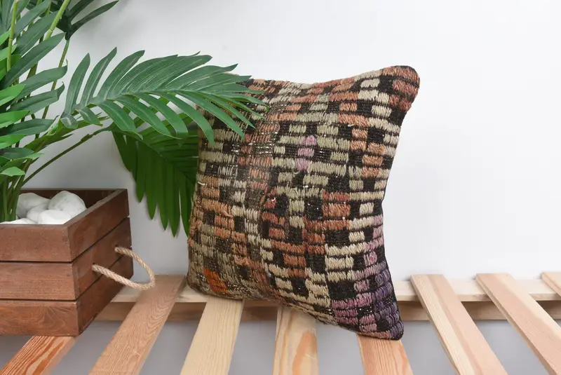 Boho Pillow, Cushion Case, Boho Pillow Sham Cover, 12x12 Orange Cushion Cover, Oriental Cushion Cover, Pillow for Couch - 5