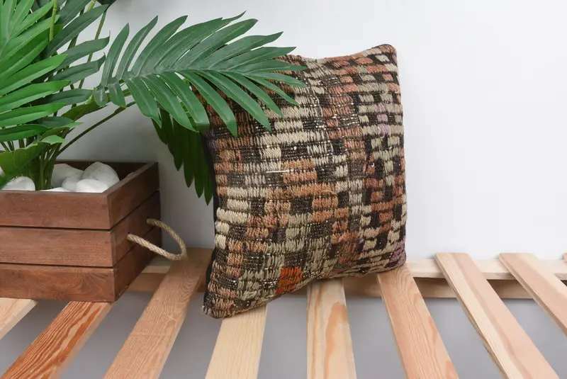 Boho Pillow, Cushion Case, Boho Pillow Sham Cover, 12x12 Orange Cushion Cover, Oriental Cushion Cover, Pillow for Couch - 4