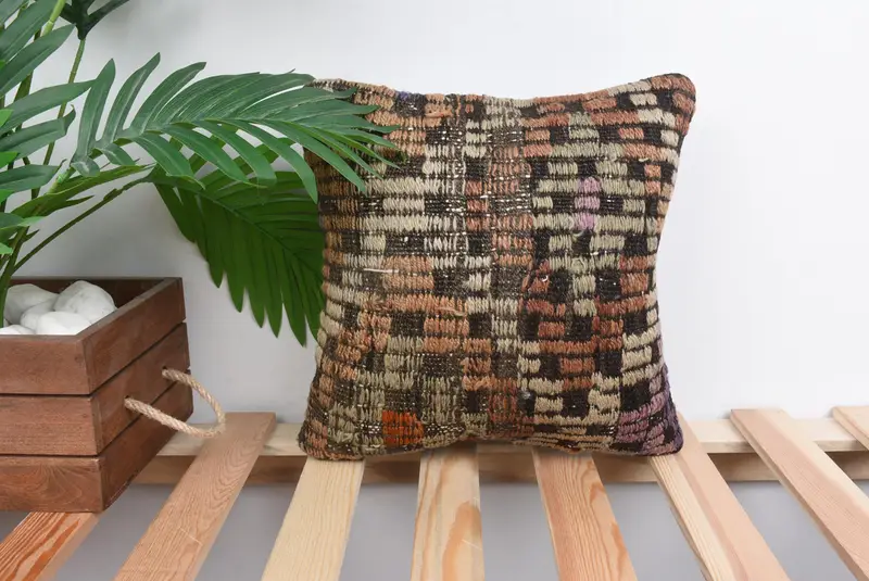 Boho Pillow, Cushion Case, Boho Pillow Sham Cover, 12x12 Orange Cushion Cover, Oriental Cushion Cover, Pillow for Couch - 1