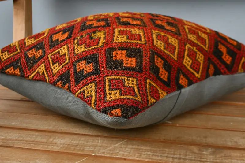 Vintage Kilim Pillow Pillow Case, Kilim Cushion Sham, Car Cushion Case, 16x16 Red Pillow Case, Pillow Sham, Antique Pillows, Handmade Kilim Cushion - 3