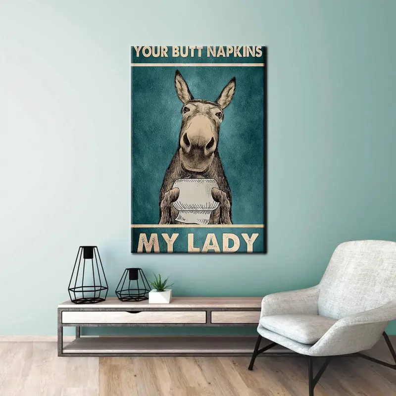 Elegant Humorous Donkey Canvas: Artistic Bathroom Decor