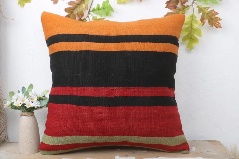 20x20 Red Cushion Case, Cushion Cover, Authentic Pillow Case, Vintage Kilim Pillow, Boho Pillow Sham Cover, Kilim Cushion Sham - 2