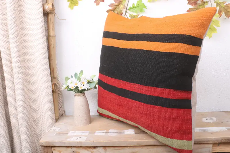 20x20 Red Cushion Case, Cushion Cover, Authentic Pillow Case, Vintage Kilim Pillow, Boho Pillow Sham Cover, Kilim Cushion Sham - 4