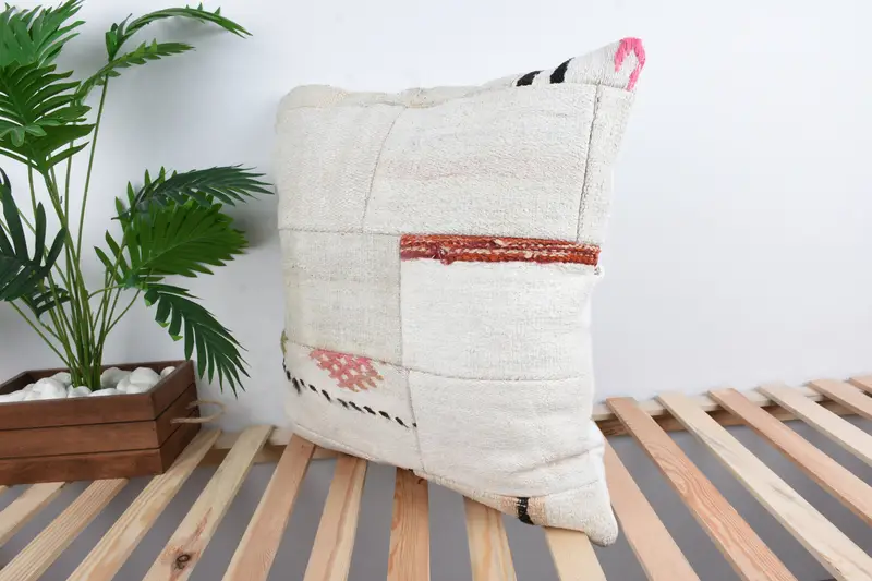 Muted Pillow Cover, Ethnical Kilim Rug Pillow, Pillow for Sofa, Turkish Rugs Cushion Case, Pillow, 24x24 White Pillow Sham, Gift Pillow - 5