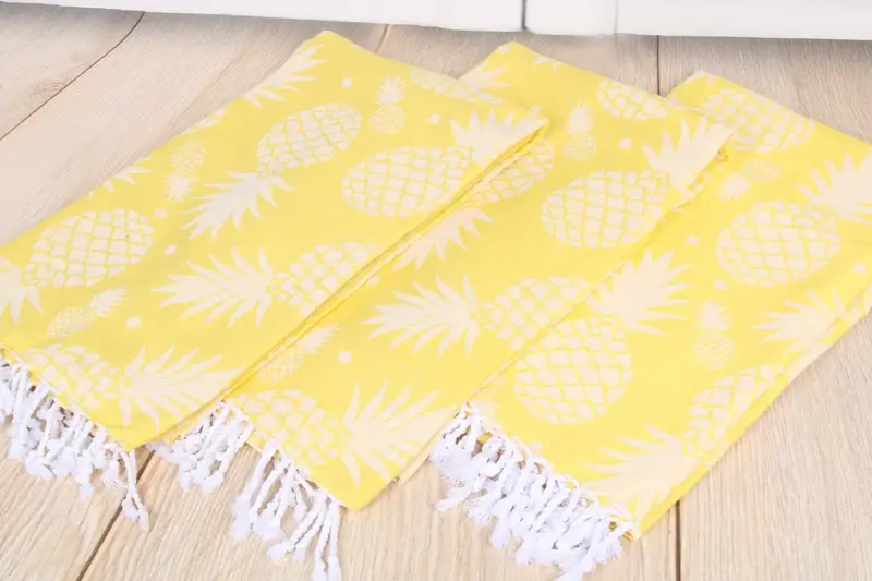 Custom Gifts, Turkish beach towel with fringe, Organic Turkish towel, Bridesmaid Gift, Best Beach Towel, 70x36 Cotton Pineapple Design Towel - 7