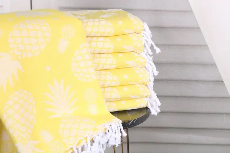 Custom Gifts, Turkish beach towel with fringe, Organic Turkish towel, Bridesmaid Gift, Best Beach Towel, 70x36 Cotton Pineapple Design Towel - 2
