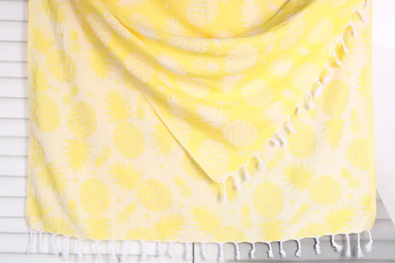 Custom Gifts, Turkish beach towel with fringe, Organic Turkish towel, Bridesmaid Gift, Best Beach Towel, 70x36 Cotton Pineapple Design Towel - 1