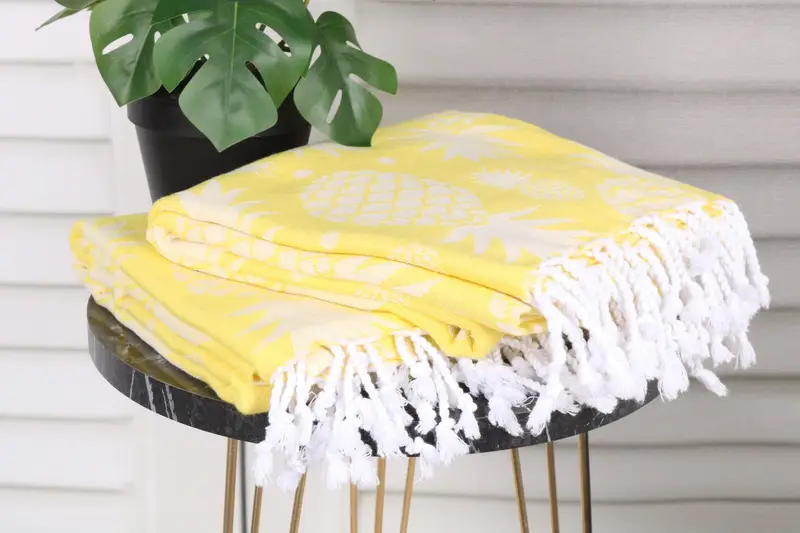 Custom Gifts, Turkish beach towel with fringe, Organic Turkish towel, Bridesmaid Gift, Best Beach Towel, 70x36 Cotton Pineapple Design Towel - 4