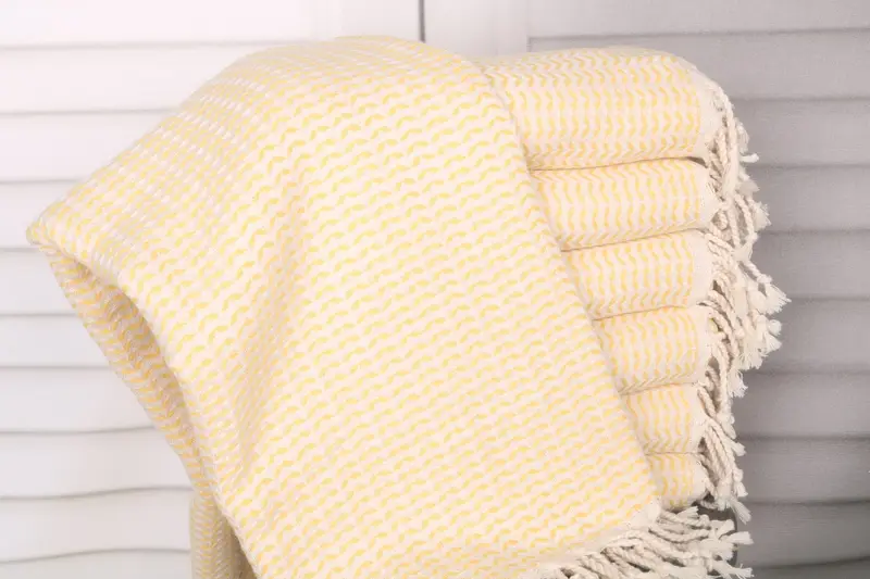 Yellow Cotton Towel Turkish Beach, 40x71 Inches