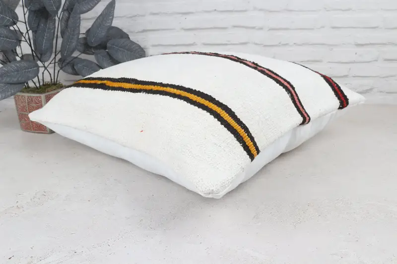 Ikat Cushion Case, Vintage Kilim Throw Pillow, Traditional Pillow, Pillow Case, 22x22 White Pillow Case, Kilim Cushion Sham, Turkish Kilim Pillow - 7