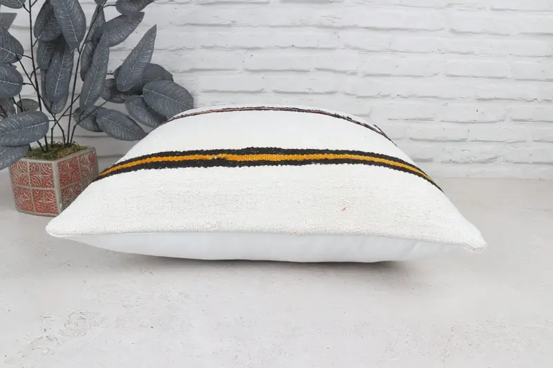 Ikat Cushion Case, Vintage Kilim Throw Pillow, Traditional Pillow, Pillow Case, 22x22 White Pillow Case, Kilim Cushion Sham, Turkish Kilim Pillow - 6