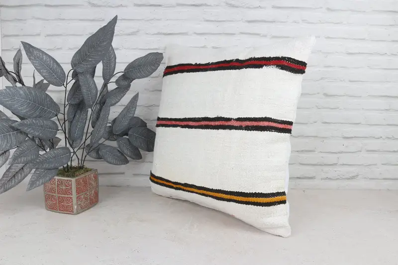 Ikat Cushion Case, Vintage Kilim Throw Pillow, Traditional Pillow, Pillow Case, 22x22 White Pillow Case, Kilim Cushion Sham, Turkish Kilim Pillow - 5
