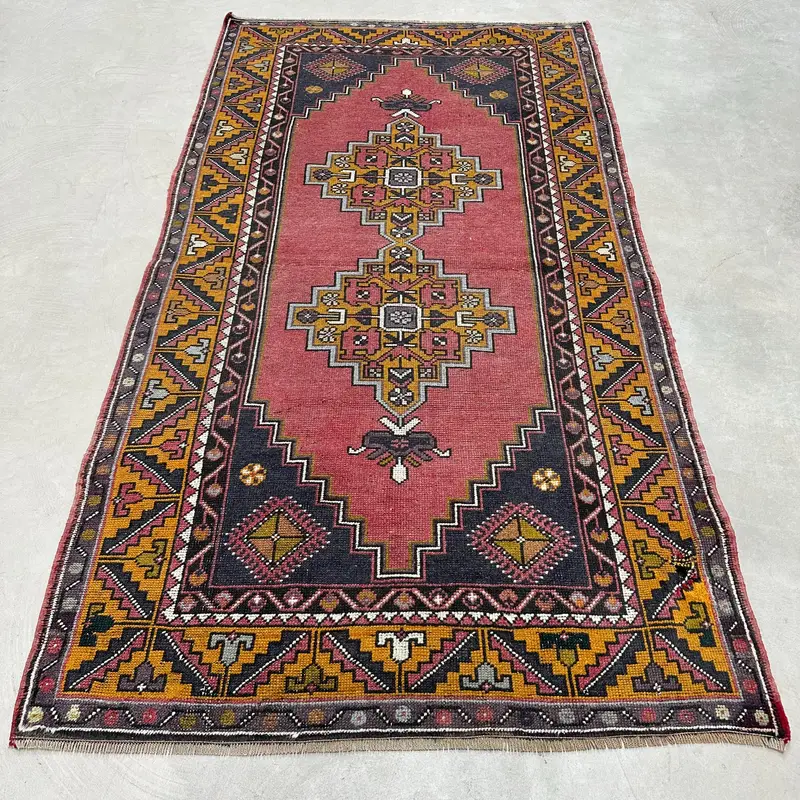 Red & Blue Ikat Rug, 4x7.5 ft Elegant Decor