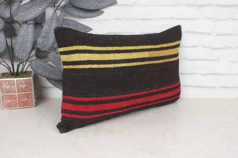 12x20 Red Pillow Sham, Handmade Throw Cushion, Boho Pillow, Handmade Rug Seat Pillow Cover, Cushion Cover, Pillow for Sofa, Vintage Kilim Pillow - 3