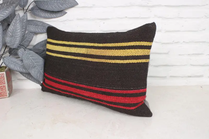 12x20 Red Pillow Sham, Handmade Throw Cushion, Boho Pillow, Handmade Rug Seat Pillow Cover, Cushion Cover, Pillow for Sofa, Vintage Kilim Pillow - 4