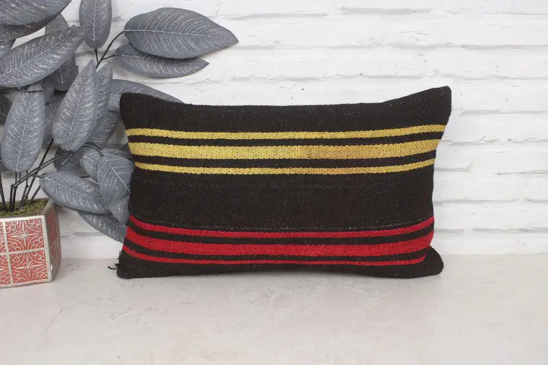 12x20 Red Pillow Sham, Handmade Throw Cushion, Boho Pillow, Handmade Rug Seat Pillow Cover, Cushion Cover, Pillow for Sofa, Vintage Kilim Pillow - 1