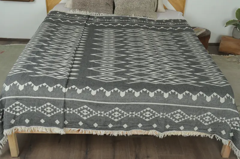 Custom Blanket, Christmas Favors, Bachelorette Gifts, Turkish Bedcover, 70x60 Cotton Geometric Towel, Bedspread, Custom Shower Curtain - 8
