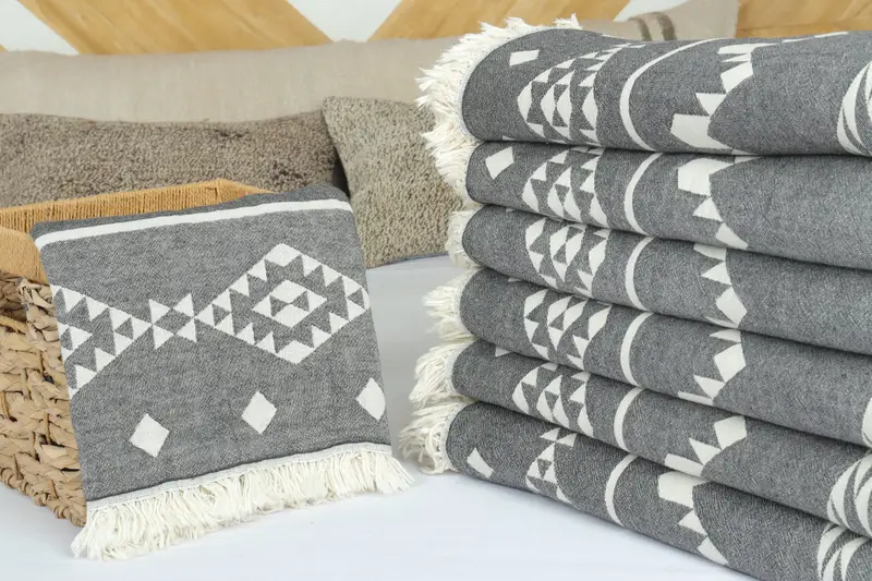 Custom Blanket, Christmas Favors, Bachelorette Gifts, Turkish Bedcover, 70x60 Cotton Geometric Towel, Bedspread, Custom Shower Curtain - 4