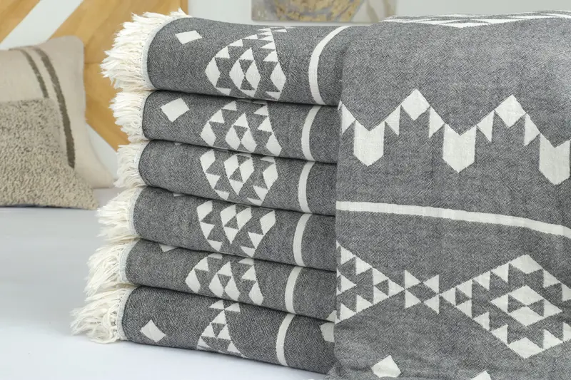 Custom Blanket, Christmas Favors, Bachelorette Gifts, Turkish Bedcover, 70x60 Cotton Geometric Towel, Bedspread, Custom Shower Curtain - 2