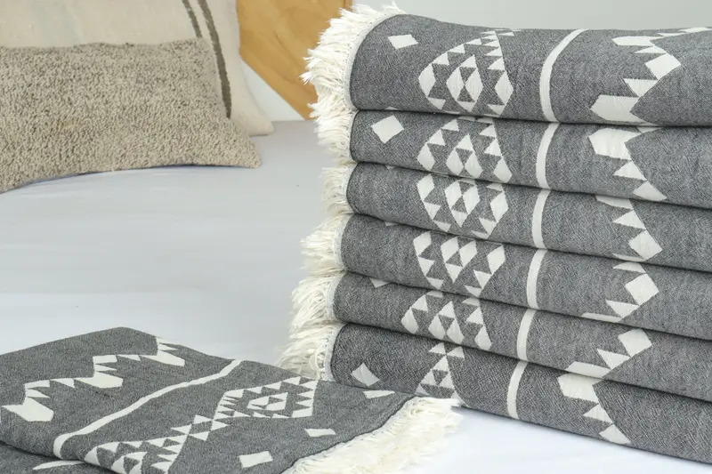 Custom Blanket, Christmas Favors, Bachelorette Gifts, Turkish Bedcover, 70x60 Cotton Geometric Towel, Bedspread, Custom Shower Curtain - 3
