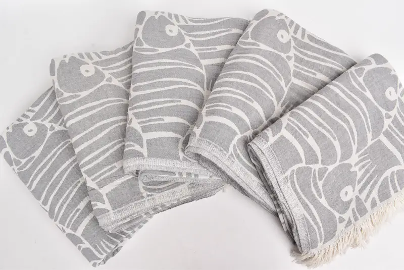 Tablecloth, Turkish Towel Beach Blanket, Bridesmaid Gifts, Christmas Gift Blanket, 70x60 Cotton Fish Design Towel, Bridal Shower Gift - 3