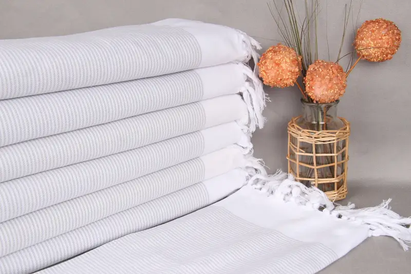 Monogram Kitchen Towel, Beach Wedding Favor, Personalized Hand Towel, Bridesmaid Favors, Organic Towel, 40x18 Cotton Striped Towel, Wedding Favors - 1