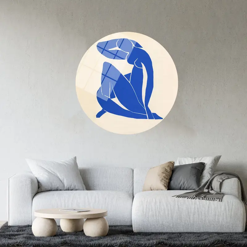 モダンな抽象キャンバス: ブルーヌード表現主義アートプリント