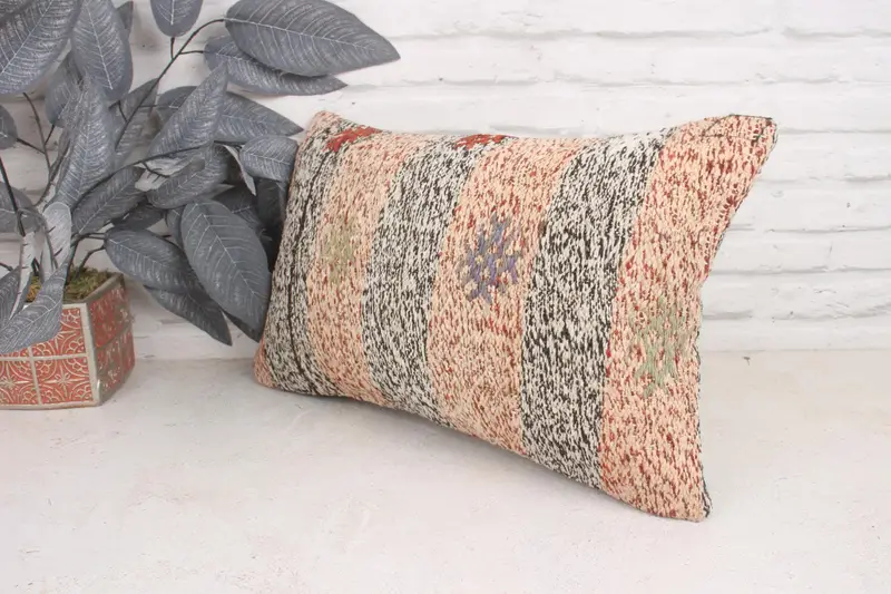 Vintage Kilim Throw Pillow, 12x20 White Pillow Cover, Boho Pillow Sham Cover, Pillow, Outdoor Bolster Pillow Sham, Vintage Kilim Pillow - 4