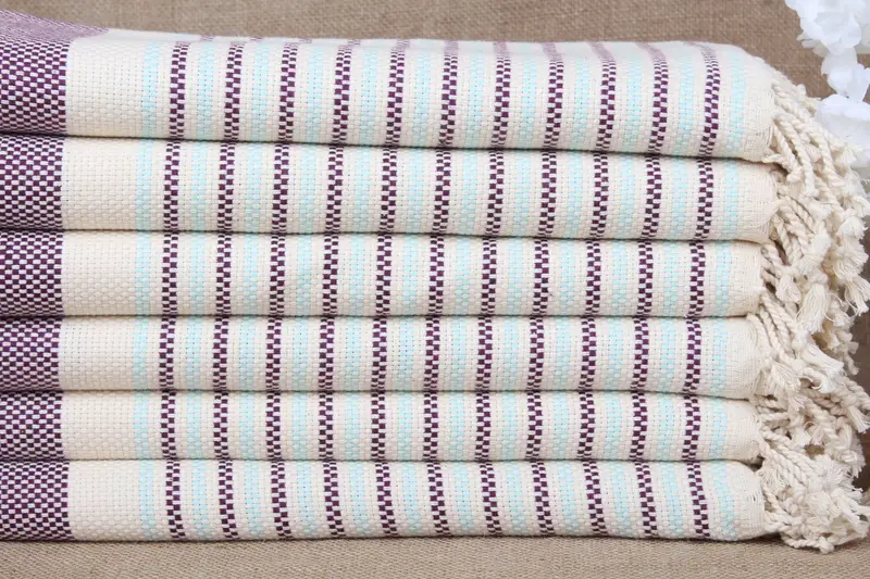 カスタム ビーチタオル パーソナライズ パープル ベビー ブルー 幾何学模様 40x71 インチ