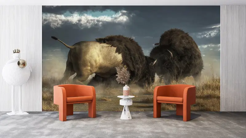 Great Bisons Wallpaper, American Buffalo Mural, Animals Planet Wall Paper, Wild Animal Wall Decor, Wild Bisons Wall Print, - 7