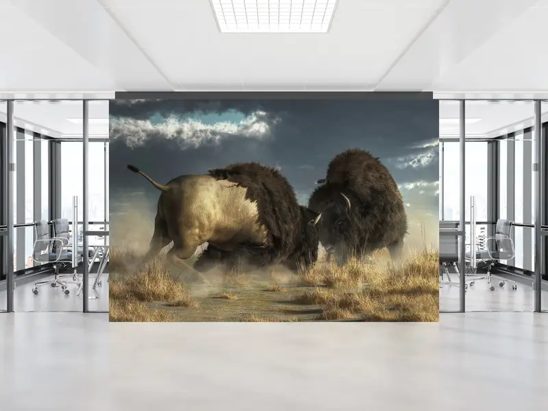 Great Bisons Wallpaper, American Buffalo Mural, Animals Planet Wall Paper, Wild Animal Wall Decor, Wild Bisons Wall Print, - 6