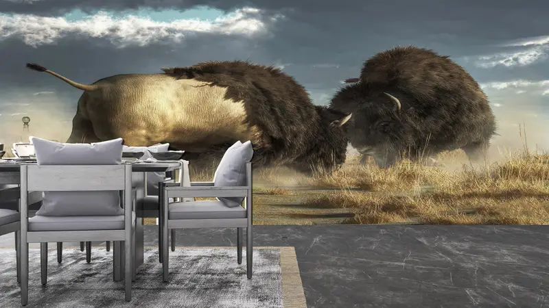 Great Bisons Wallpaper, American Buffalo Mural, Animals Planet Wall Paper, Wild Animal Wall Decor, Wild Bisons Wall Print, - 3