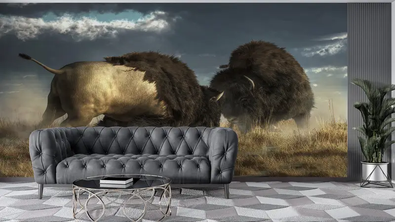 Great Bisons Wallpaper, American Buffalo Mural, Animals Planet Wall Paper, Wild Animal Wall Decor, Wild Bisons Wall Print, - 8