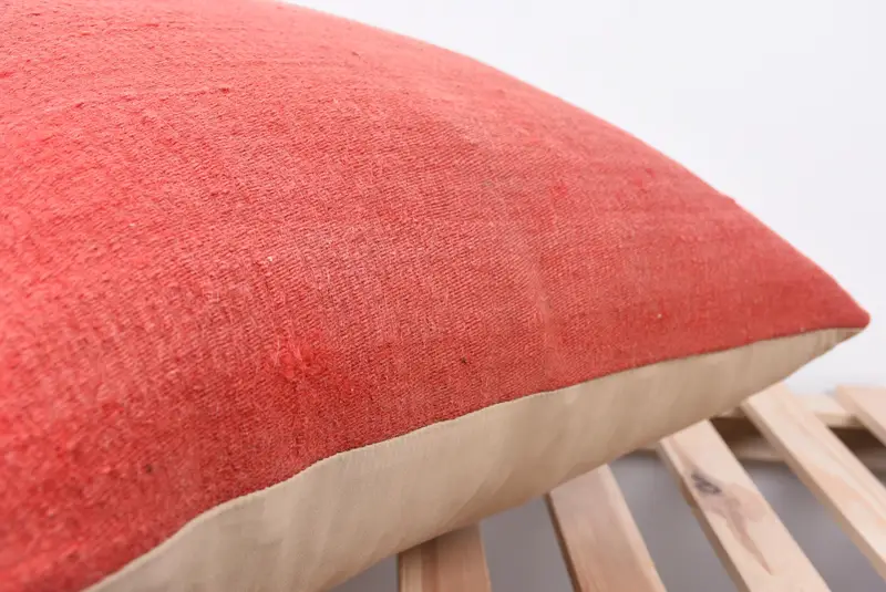 Ethnical Kilim Rug Pillow, Bolster Pillow Case, Cushion Case, 24x24 Red Pillow Case, Kilim Pillow Cover, Turkish Kilim Pillow - 7