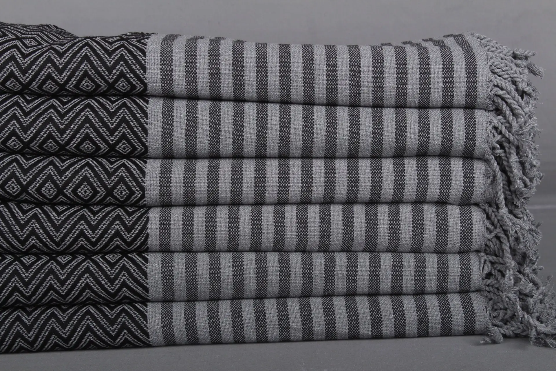 Personalized Turkish Towel Organic Cotton Black 40x71 Inches - 1