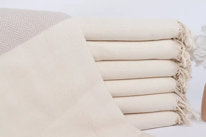 Bridesmaid Gift Turkish Bath Towel Light Beige Chevron 36x71 Inches