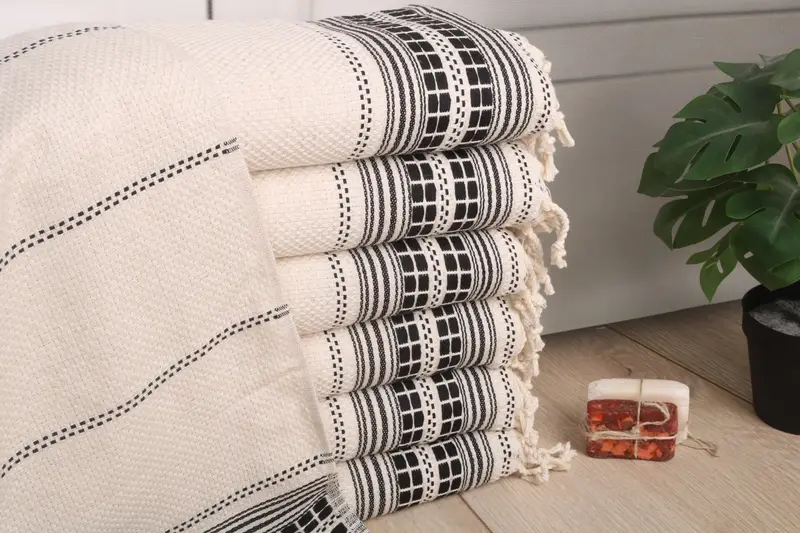 Monogram Türk Banyo Havlusu, 40x20 Keten Çizgili Havlu, Mutfak Havlu, Kişiselleştirilmiş Hediye, Ev İçin Hediye, Düğün Hediyesi, Erkek Arkadaş Noel Hediyesi - 1