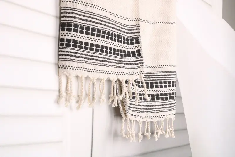 Monogram Türk Banyo Havlusu, 40x20 Keten Çizgili Havlu, Mutfak Havlu, Kişiselleştirilmiş Hediye, Ev İçin Hediye, Düğün Hediyesi, Erkek Arkadaş Noel Hediyesi - 8
