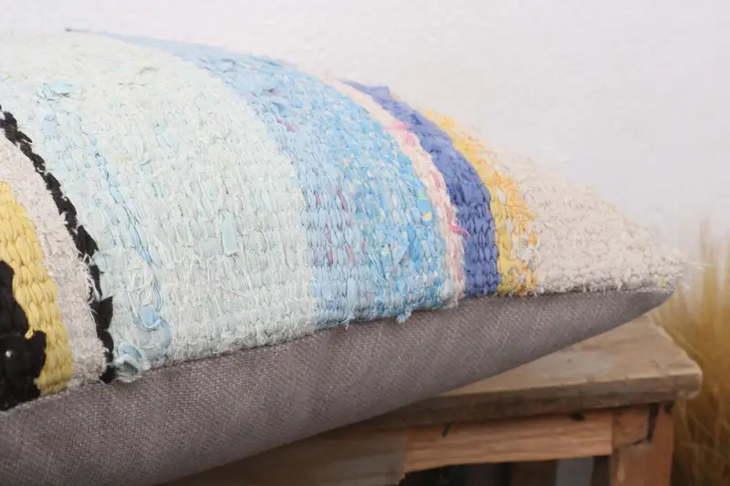 Pillow for Couch, Sofa Pillow Sham, Pillow Cover, 18x18 Blue Cushion Case, Bright Pillow Sham, Boho Pillow, Vintage Kilim Pillow - 6