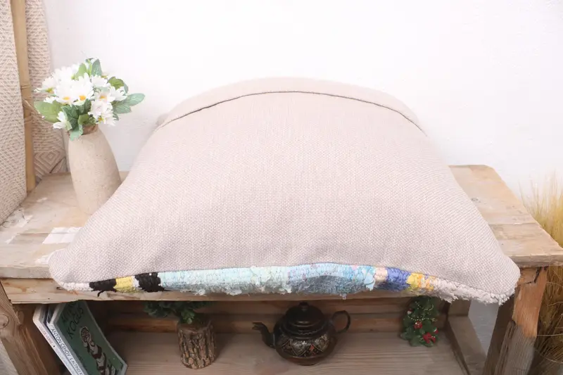 Pillow for Couch, Sofa Pillow Sham, Pillow Cover, 18x18 Blue Cushion Case, Bright Pillow Sham, Boho Pillow, Vintage Kilim Pillow - 7