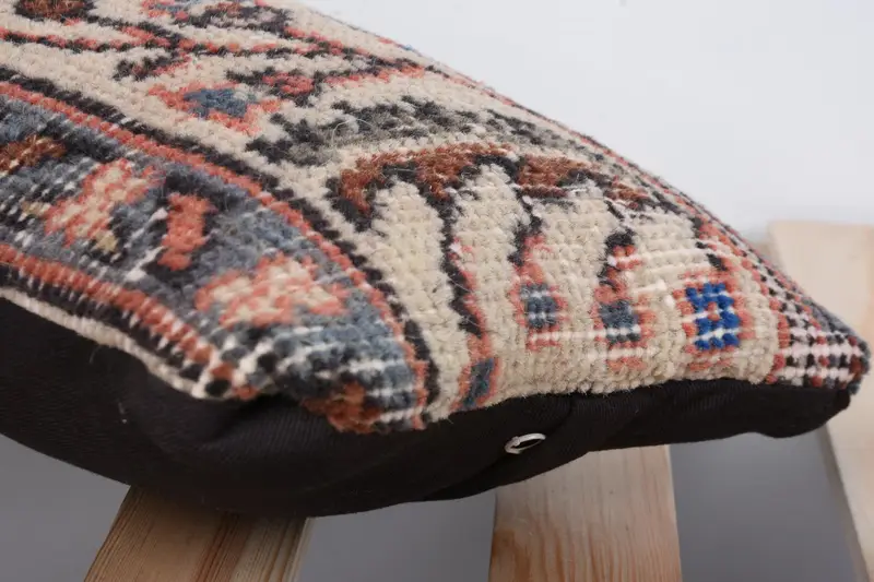Bohemian Cushion Pillow, Turkish Kilim Pillow, Kilim Pillow, Vintage Kilim Pillow, Pillow Cover, 8x16 Beige Pillow, Turkish Bench Pillow Case - 7